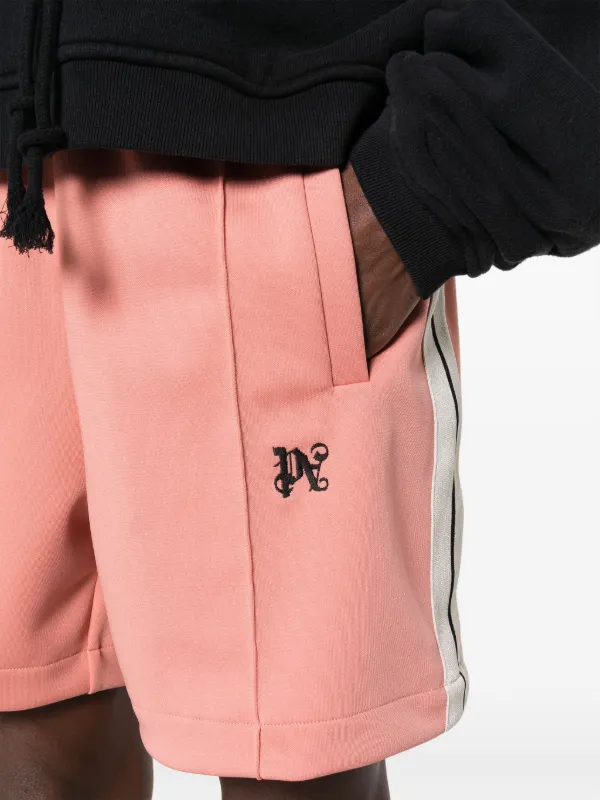 Palm Angels monogram-embroidered Track Shorts | Pink | FARFETCH