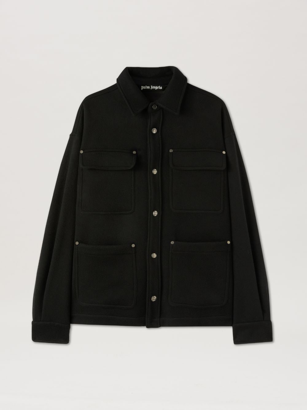 Palm Angels Multipockets Overshirt In Black