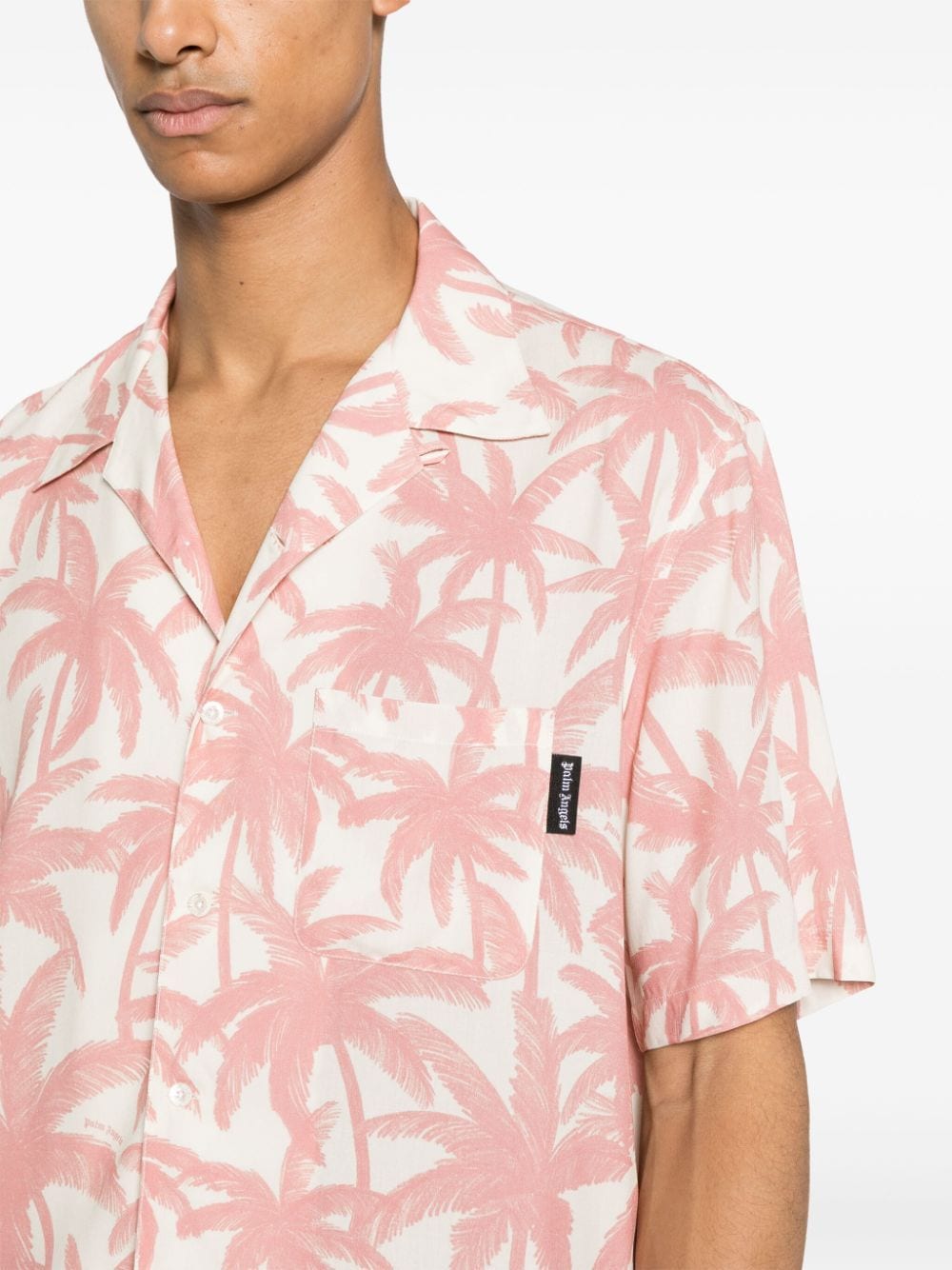 Shop Palm Angels Palm-tree Print Shirt In Pink