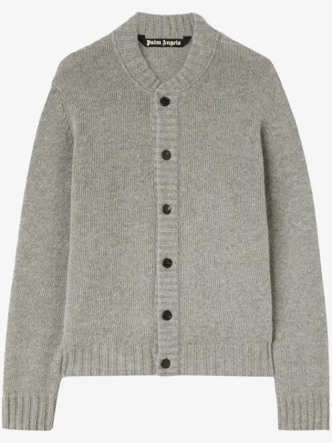 Palm Angels curved-logo wool-blend cardigan