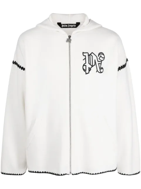 Palm Angels monogram-embroidered zip-up hoodie