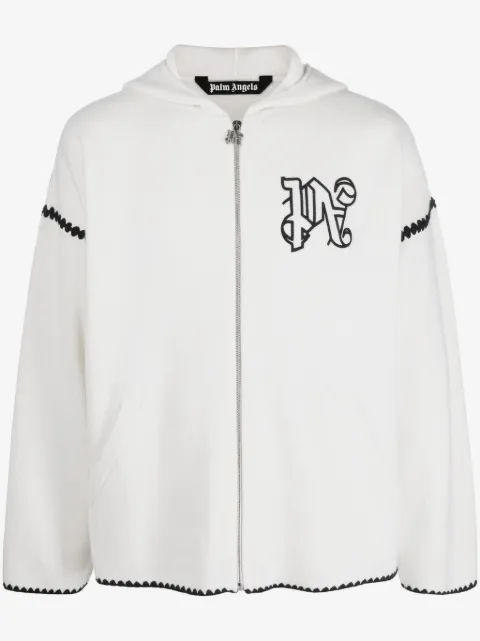 Palm Angels hættetrøje med monogram-broderi og lynlås