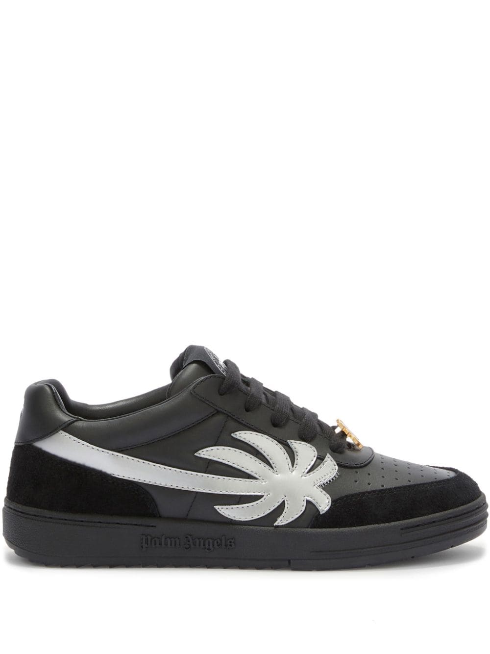 Shop Palm Angels Palm Beach University Leather Sneakers In Black
