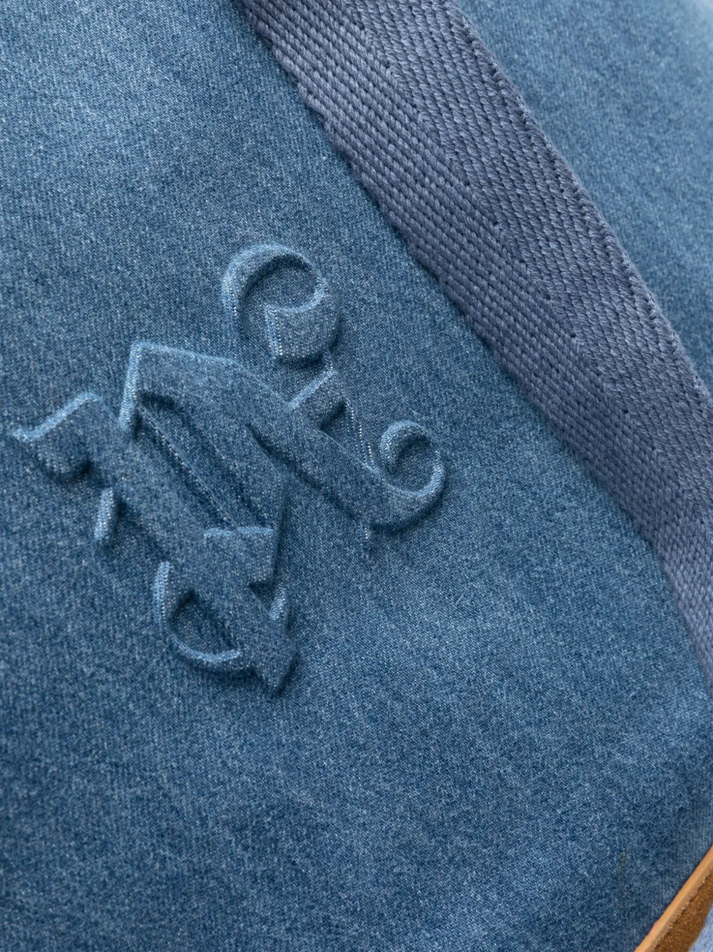 Palm Angels Monogram Denim Tote Bag In Blau