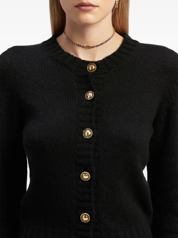 Palm Angels curved-logo wool-blend Cardigan | Black | FARFETCH