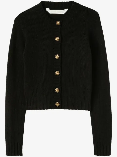 Palm Angels curved-logo wool-blend cardigan