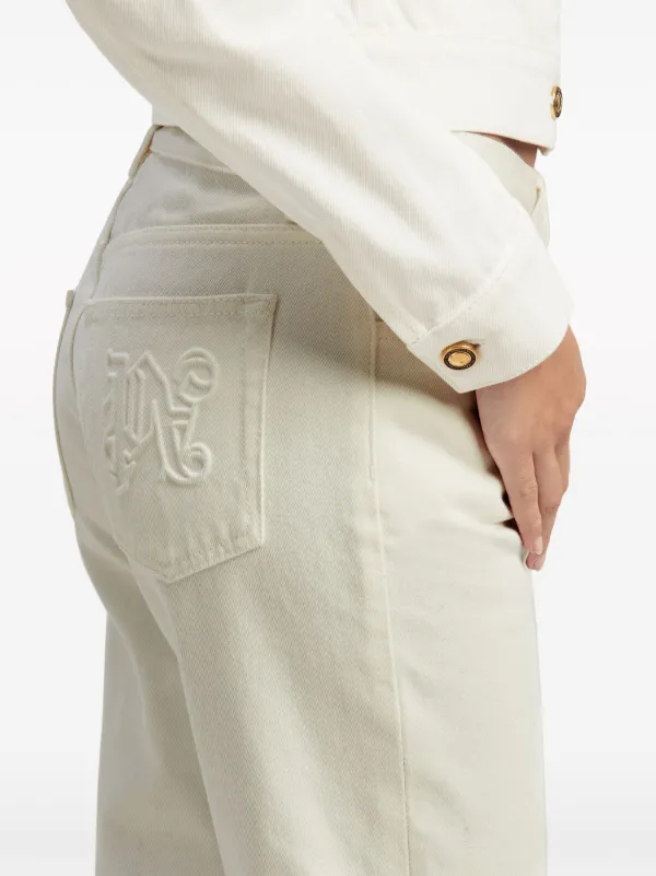 Palm Angels Monogram straight-leg Jeans | White | FARFETCH