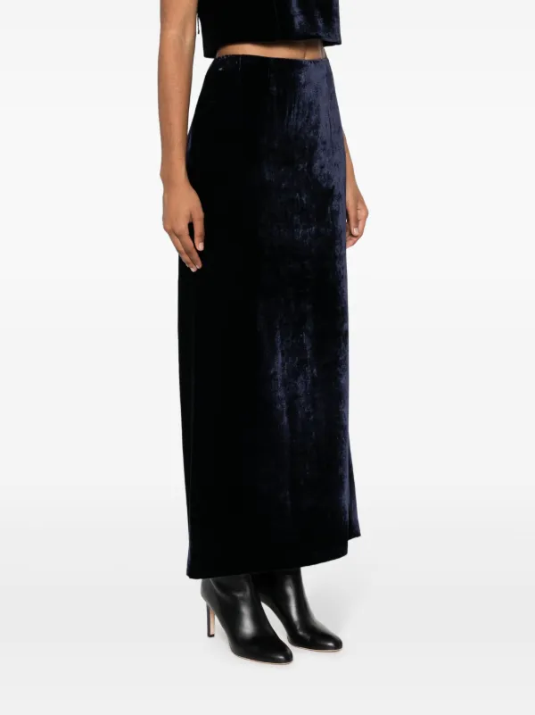 FENDI zip embellished velvet maxi skirt women Viscose Viscose Silk 40 Blue