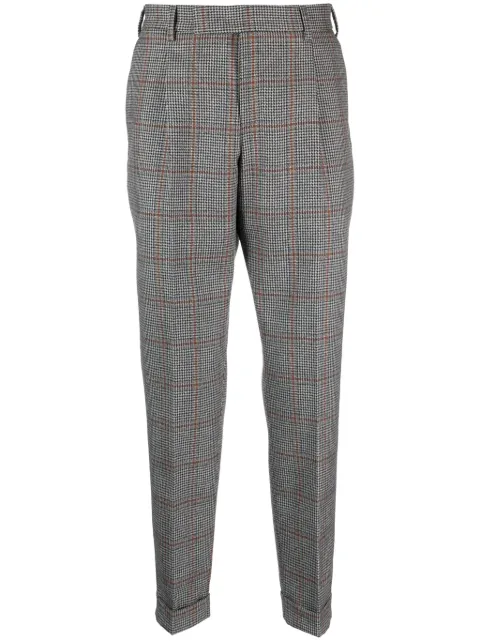 PT Torino plaid virgin wool tapered trousers