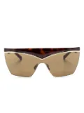 Saint Laurent Eyewear tortoiseshell shield-frame sunglasses - Brown