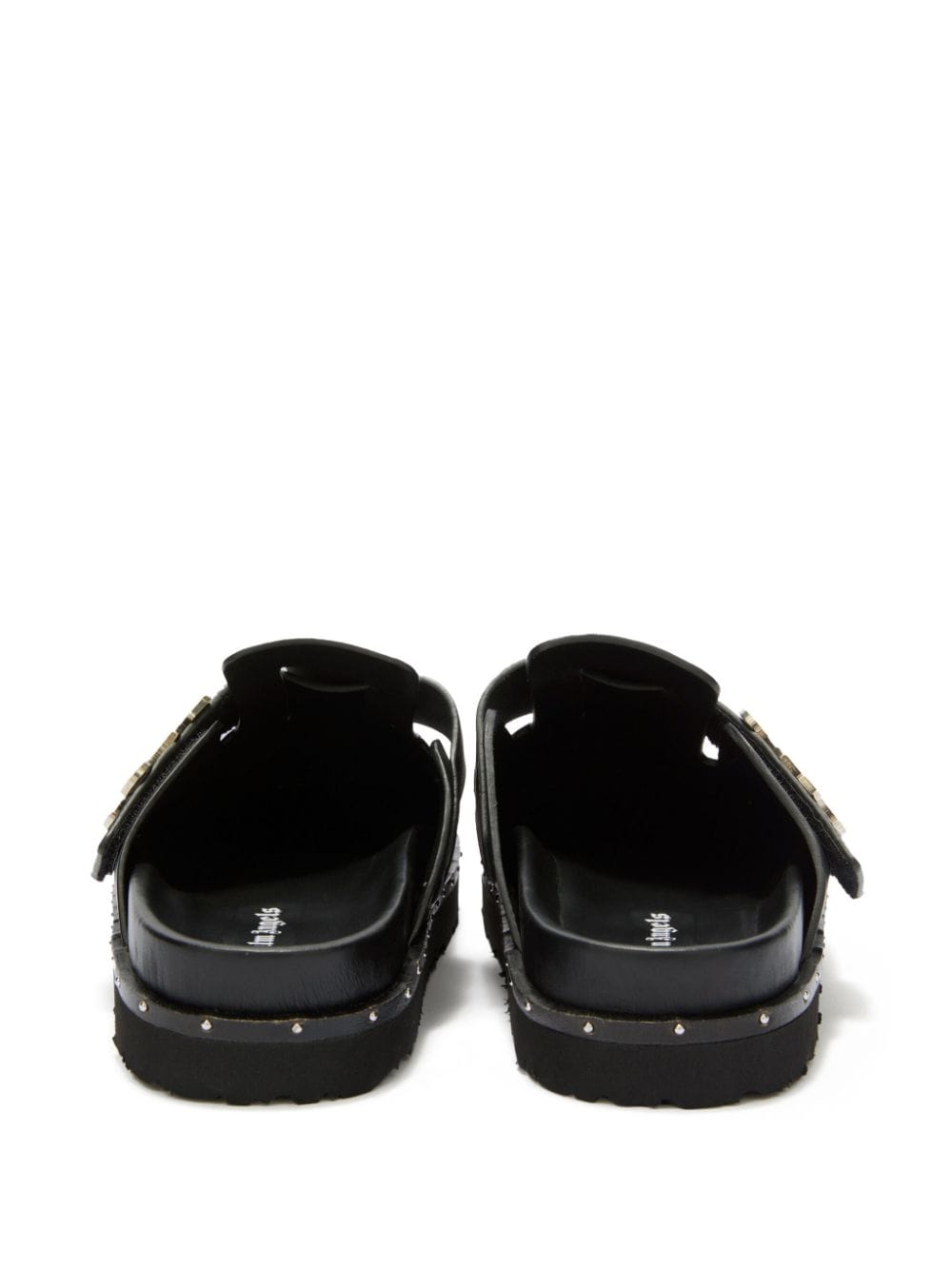 Shop Palm Angels Logo-plaque Studded Leather Mules In Black