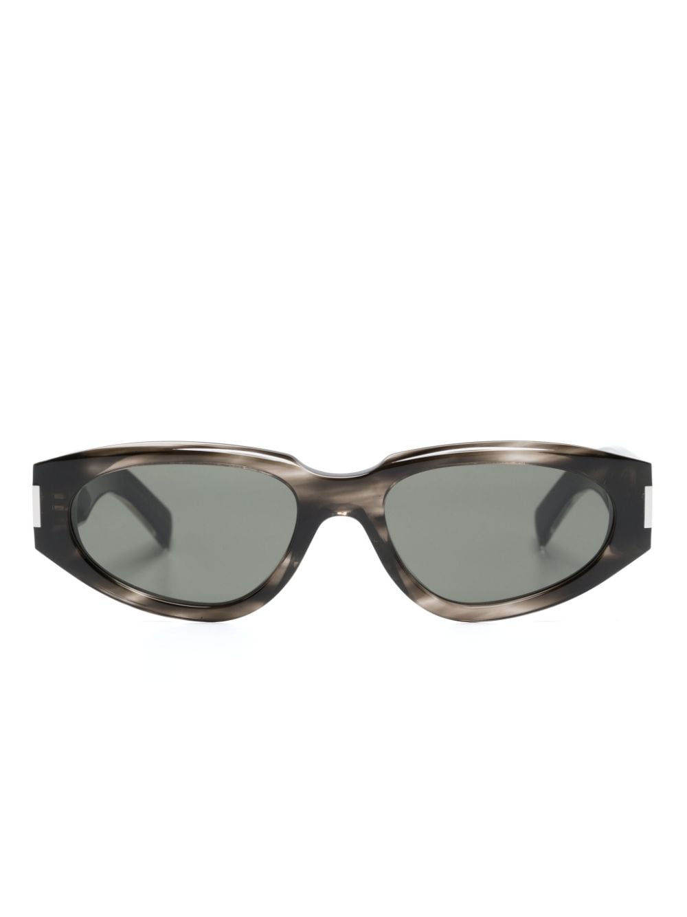 Saint Laurent Tortoiseshell-effect Oval-frame Sunglasses In Black