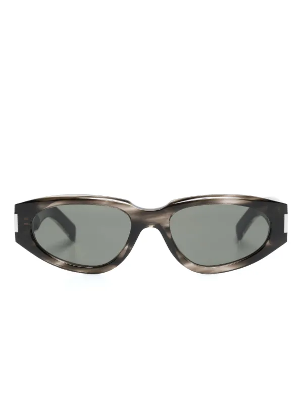 Saint Laurent Eyewear トータスシェル オーバルサングラス | ブラック 