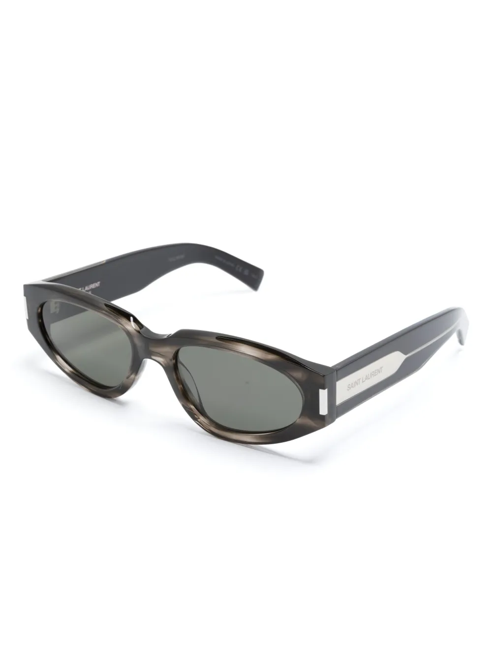 Saint Laurent Eyewear tortoiseshell-effect oval-frame sunglasses | Men | Image 2