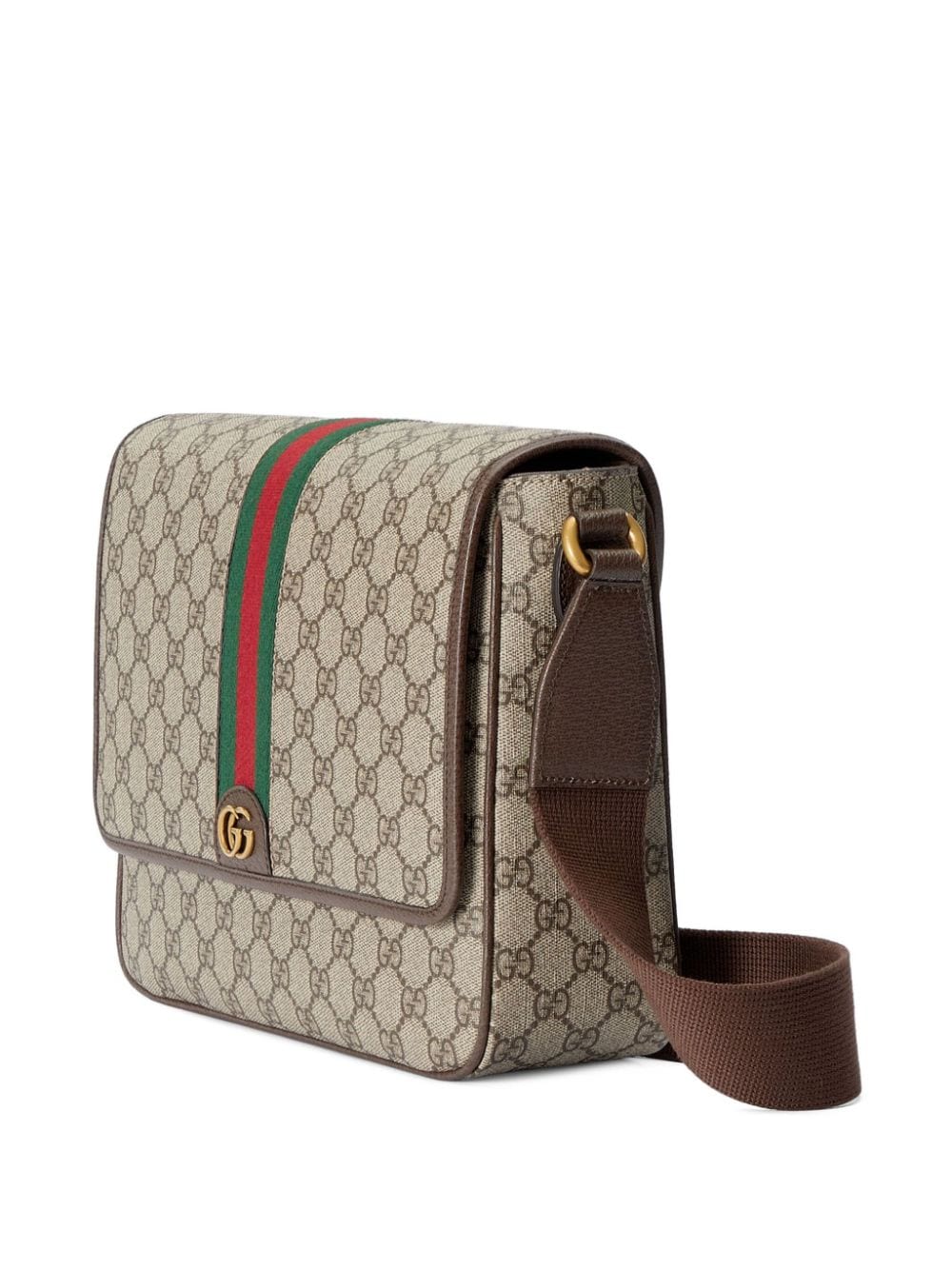Shop Gucci Medium Ophidia Messenger Bag In Neutrals
