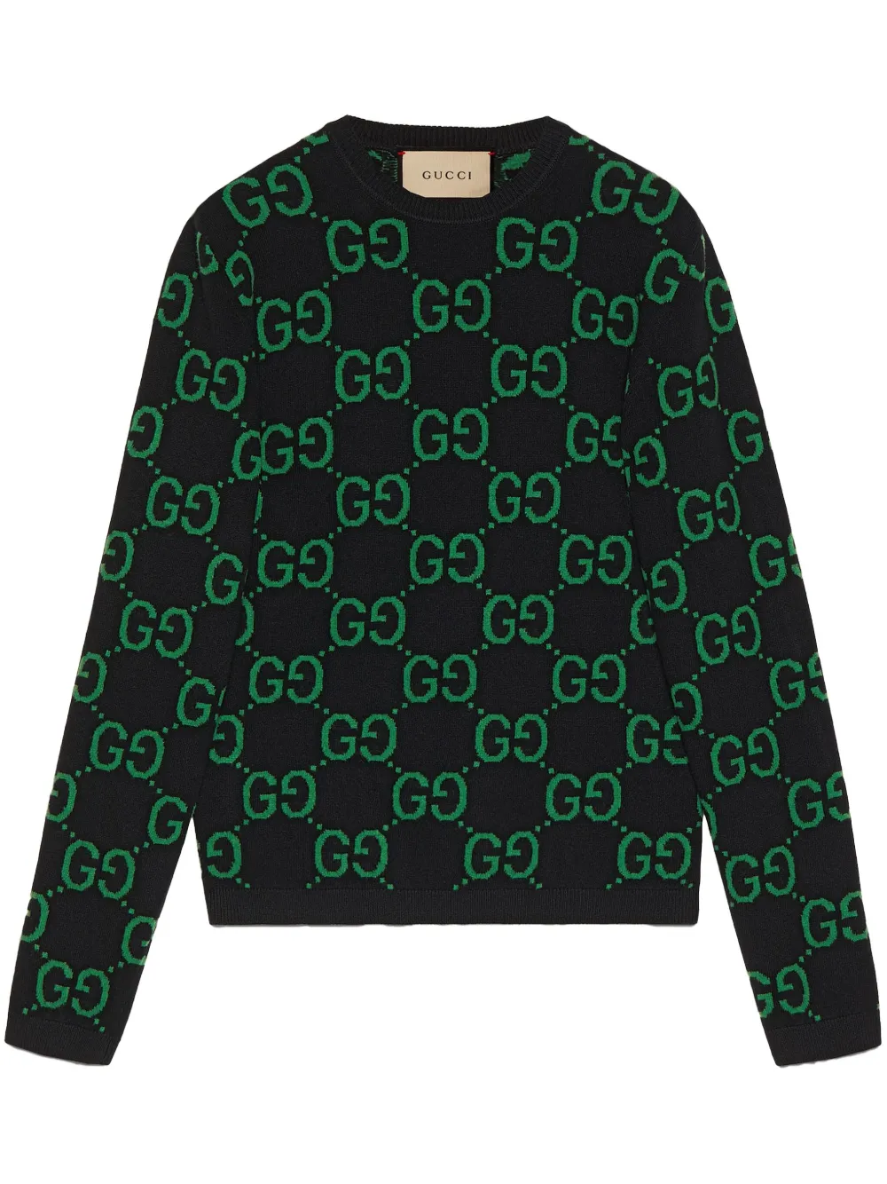 Shop Gucci Gg-jacquard Wool Jumper In Black