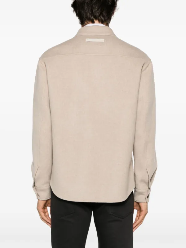 Zegna logo-patch Wool Jacket | Neutrals | FARFETCH