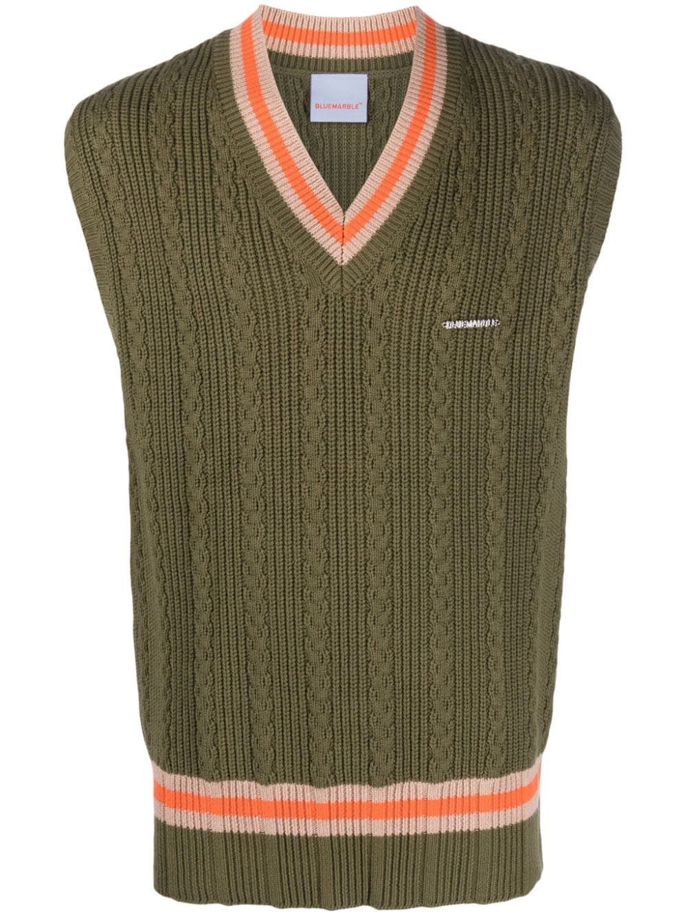Shop Bluemarble V-neck Cable-knit Vest In Green