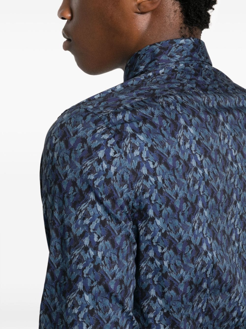 Shop Ps By Paul Smith Abstract-print Long-sleeve Shirt In Blau