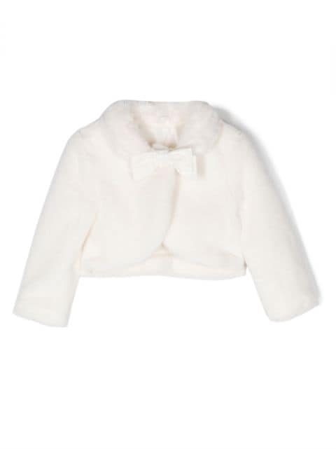 Lapin House bow-detail faux fur jacket