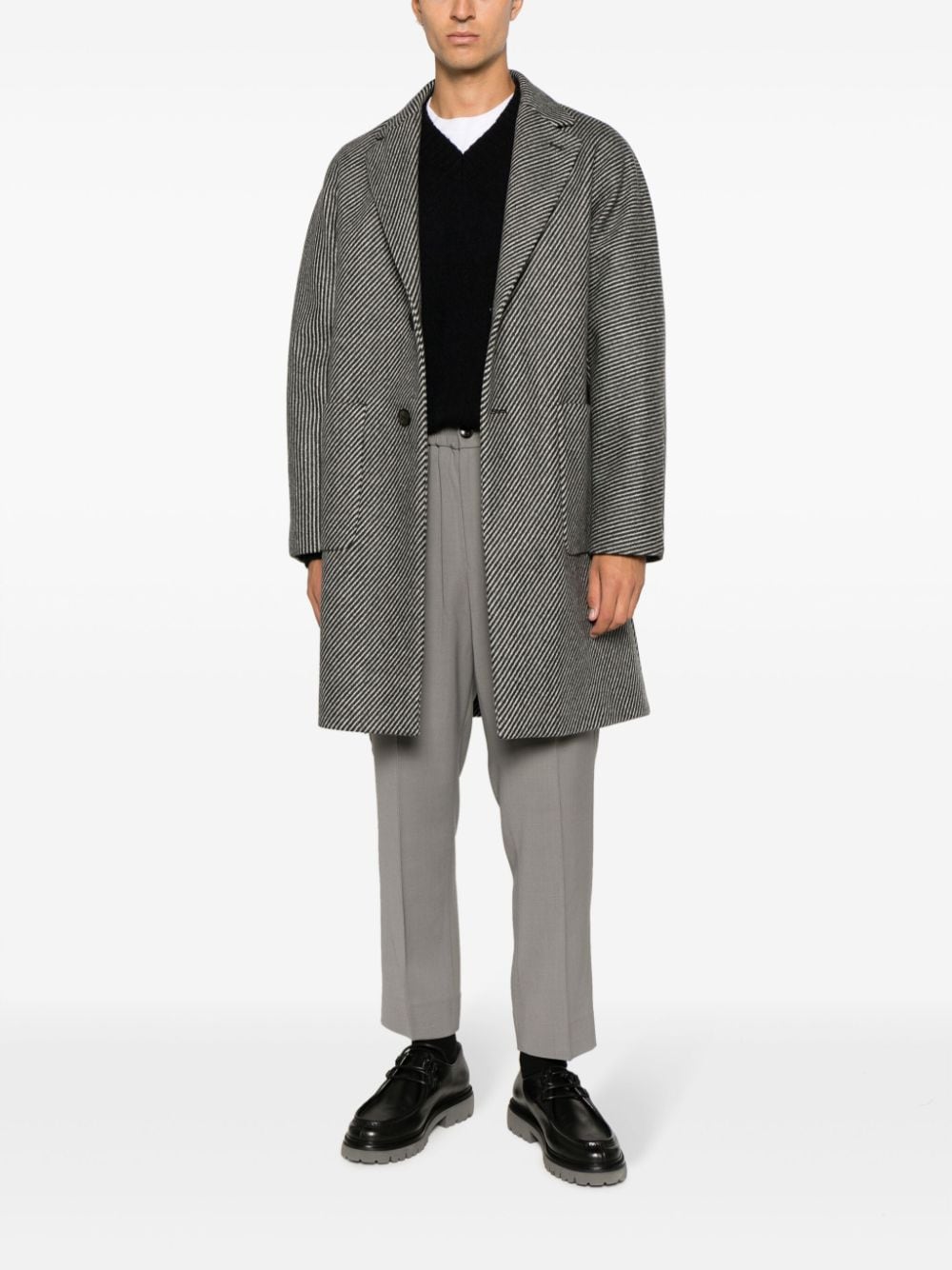 Shop Hevo Conversano Single-breasted Coat In Grey