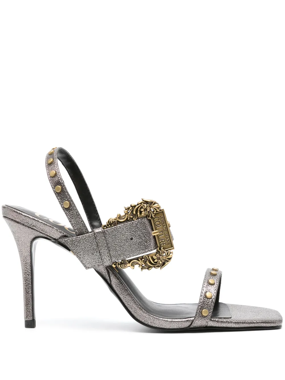 Versace Jeans Couture Emily 90mm baroque-buckle sandals Silver