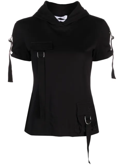 Blumarine cargo-pocket hooded cotton T-shirt
