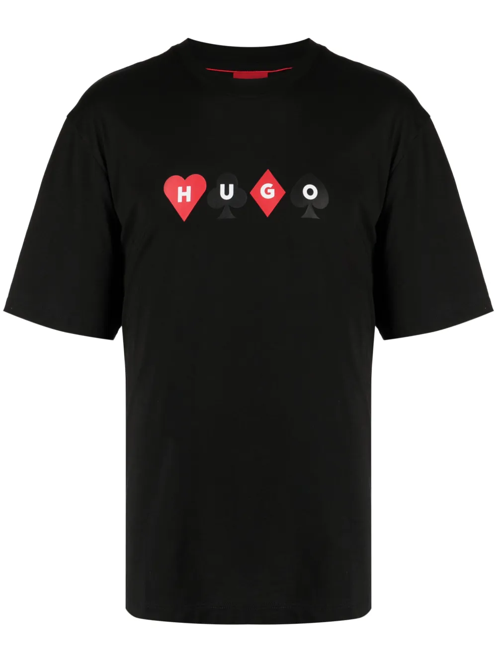 Hugo Boss Relaxed-fit T-shirt With Playing-card Artwork In Black