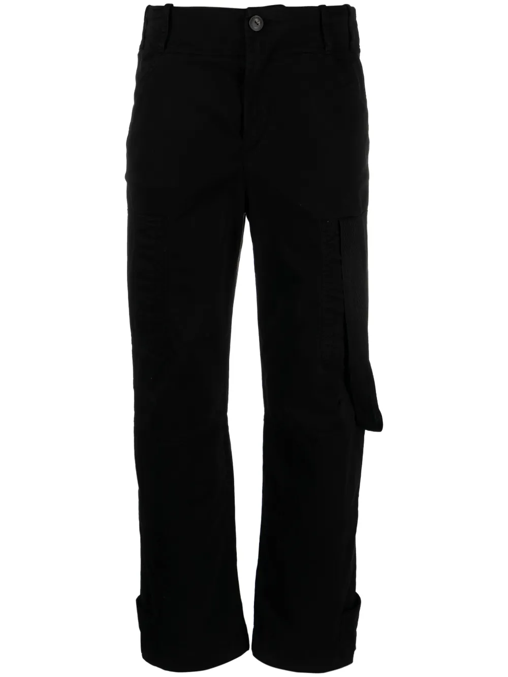 Pinko Straight-leg Pleated-edge Cargo Pants In Black