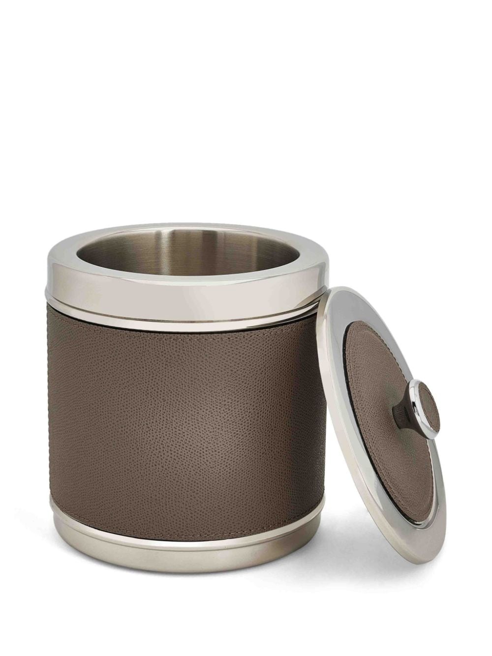 Shop Giobagnara Ocean Leather Ice Bucket In Brown