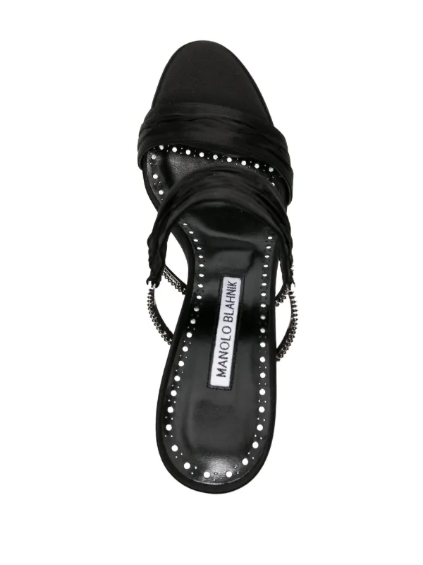 MANOLO BLAHNIK ブラックミュール 35 Manolo Blahnik Chinap 70mm Satin Mules | Black | FARFETCH