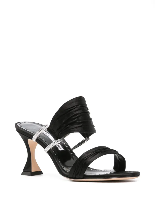 Manolo Blahnik Chinap 70mm Satin Mules | Black | FARFETCH