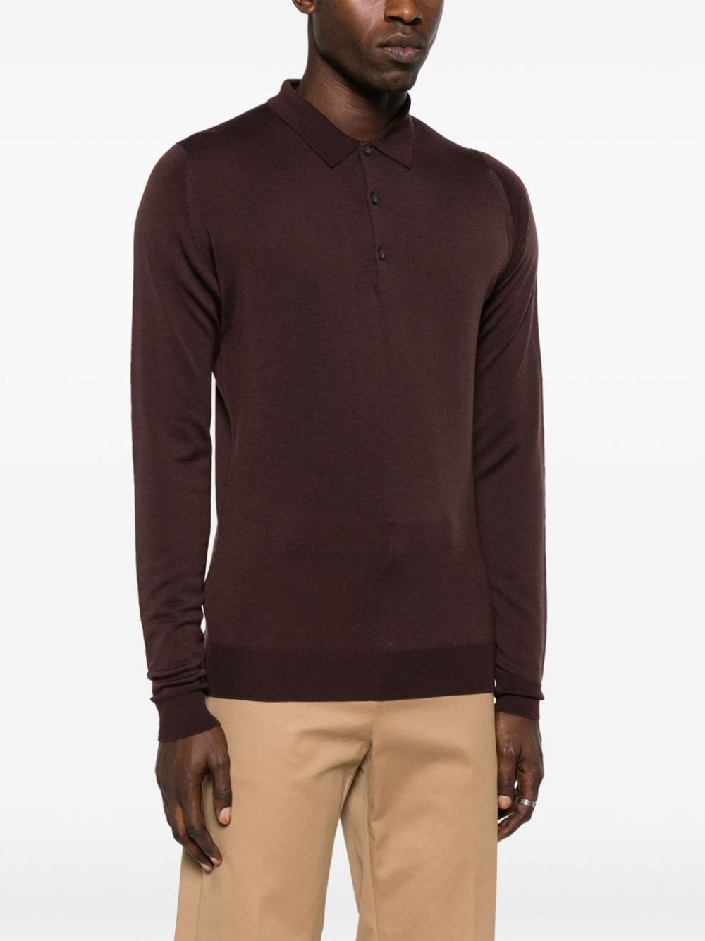 Shop John Smedley Fine-knit Buttoned Polo Shirt In Red