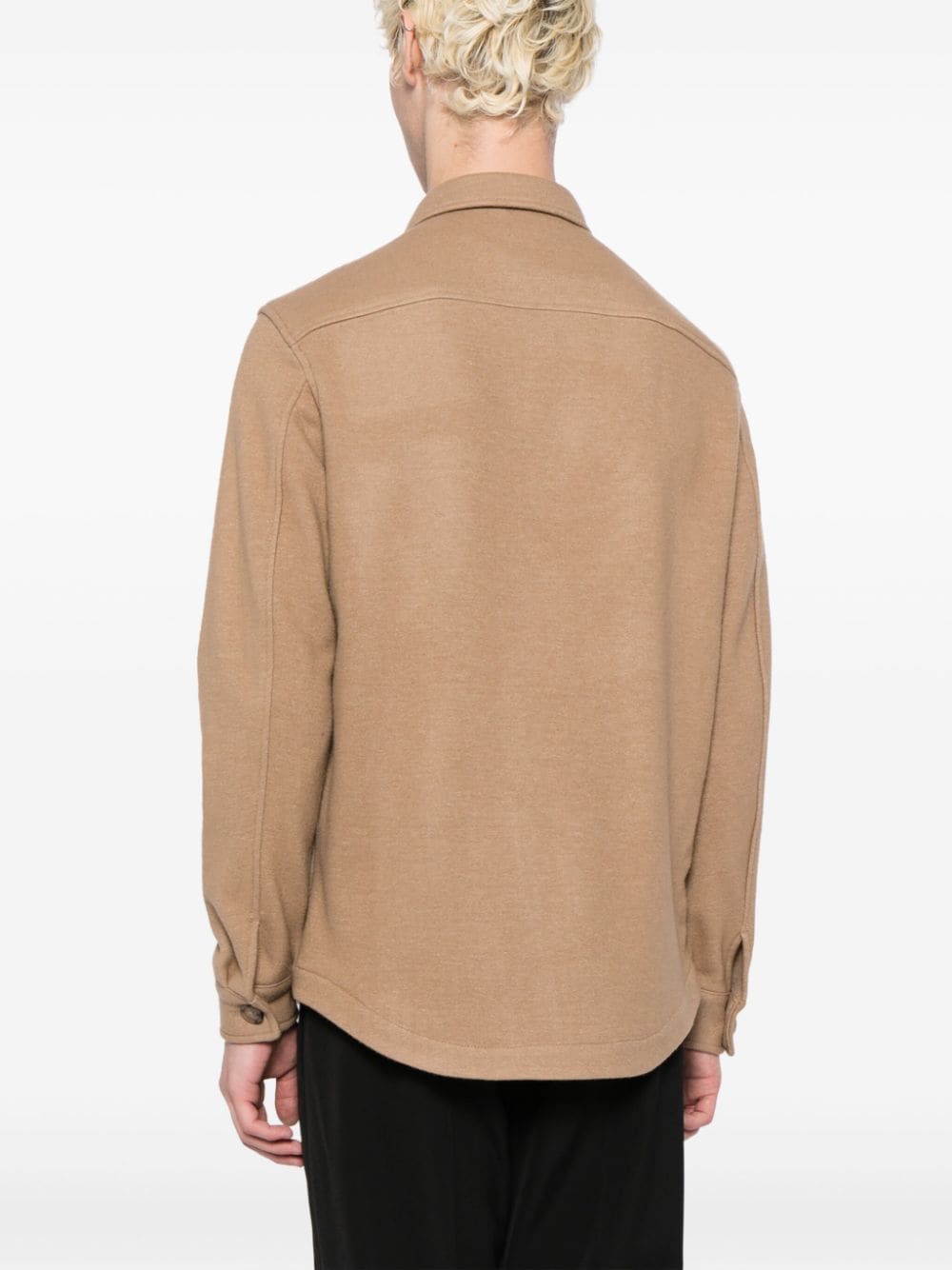 Shop Hugo Boss Fine-knit Shirt Jacket In Brown