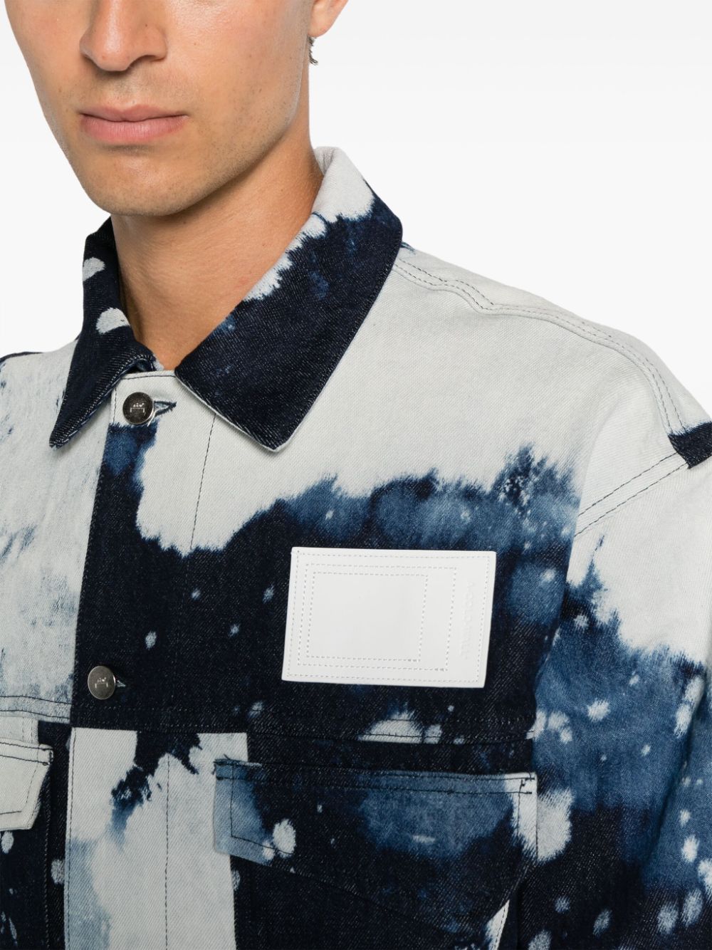 Shop A-cold-wall* Logo-print Bleached Denim Jacket In Blue