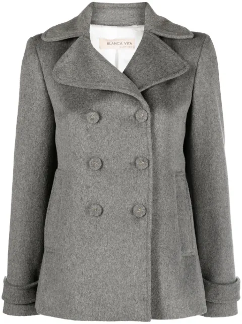 Blanca Vita notched-lapels mélange-effect peacoat