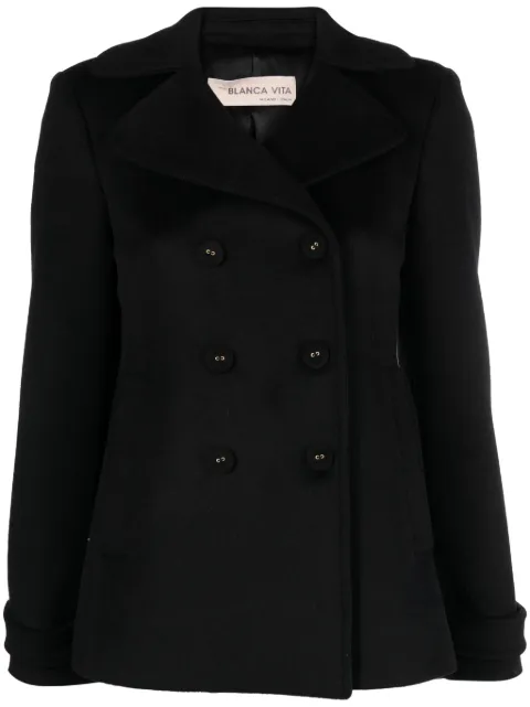 Blanca Vita notched-lapels brushed-effect peacoat