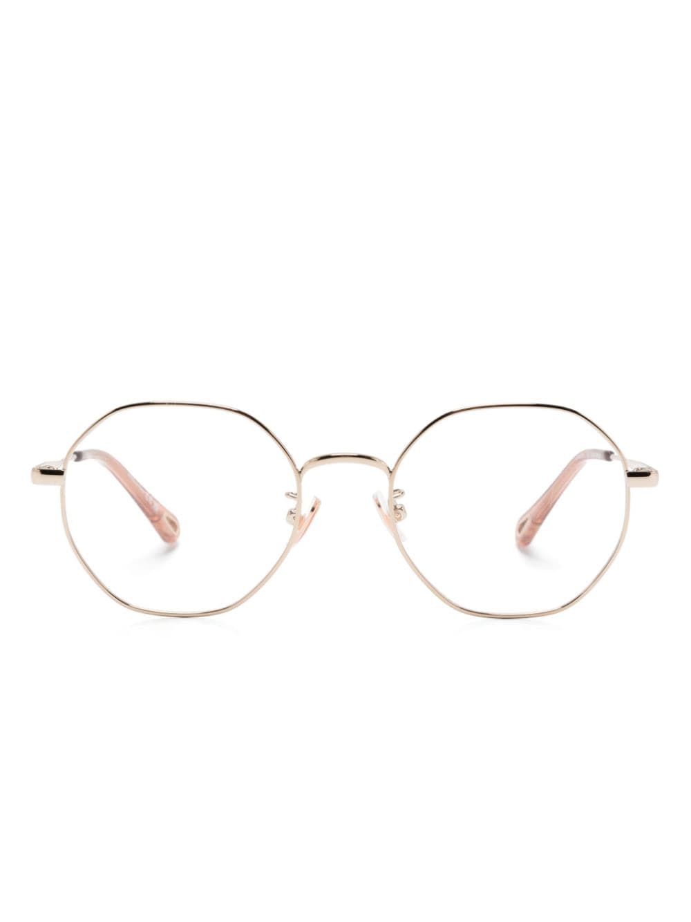 Chloé Metal Geometric-frame Glasses In 金色