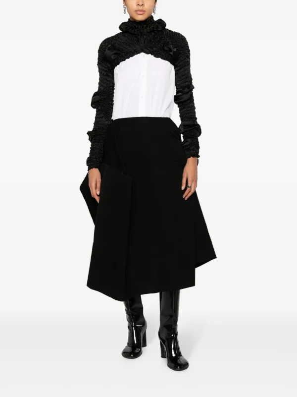 Comme Des Garçons Asymmetric Wool Midi Skirt | Black | FARFETCH