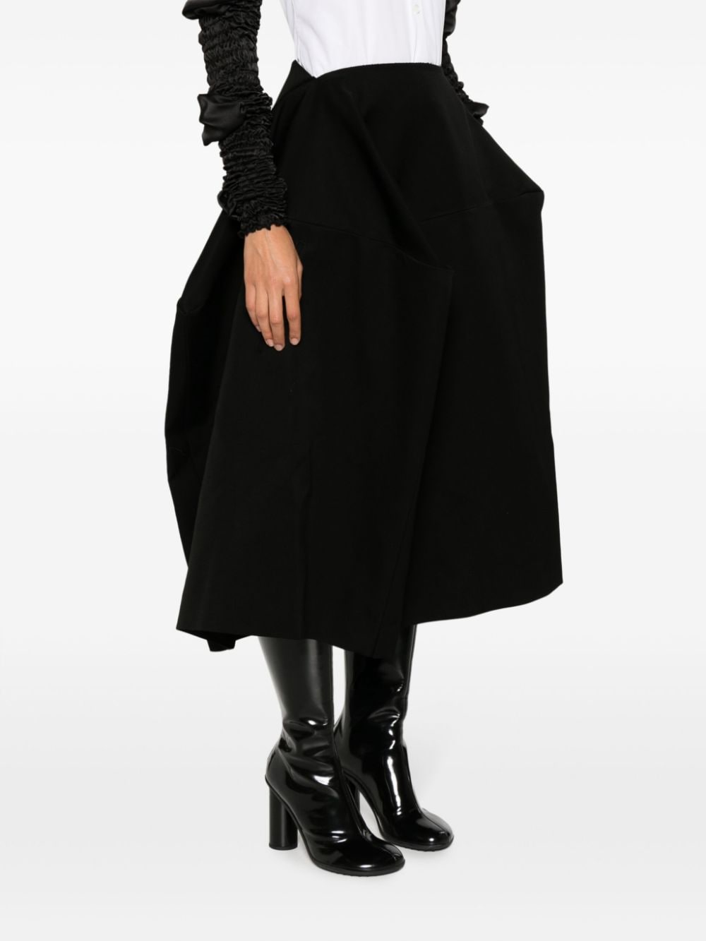 Shop Comme Des Garçons Asymmetric Wool Midi Skirt In Black