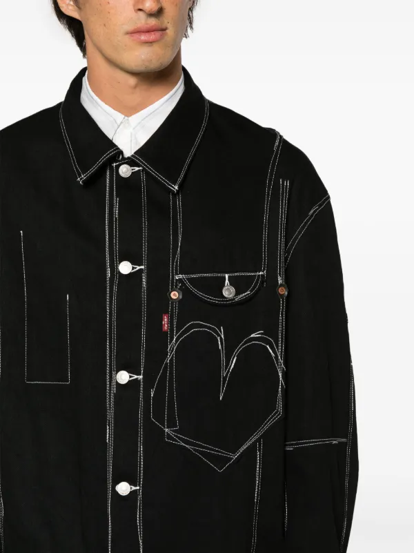 Junya Watanabe MAN x Levi's contrast-stitching Denim Midi Coat 