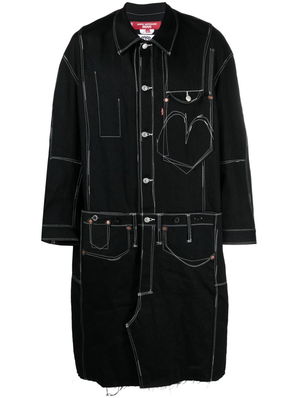 Shop Junya Watanabe X Levi's Contrast-stitching Denim Midi Coat In Black