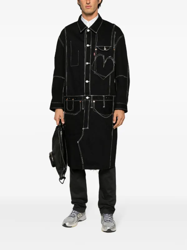 Junya Watanabe MAN x Levi's contrast-stitching Denim Midi Coat