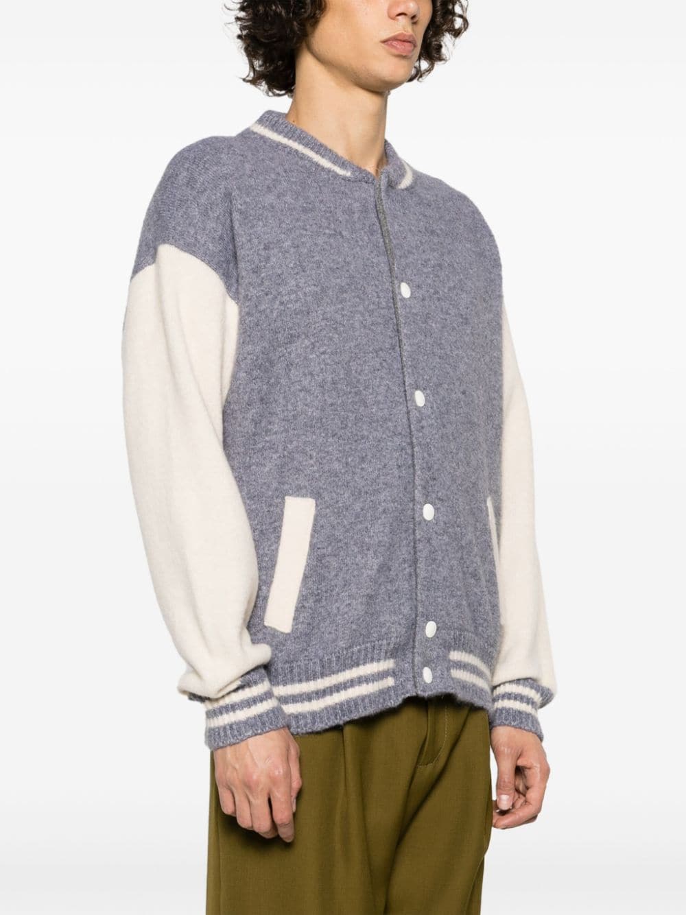 Laneus colour-block Knitted Bomber Jacket - Farfetch