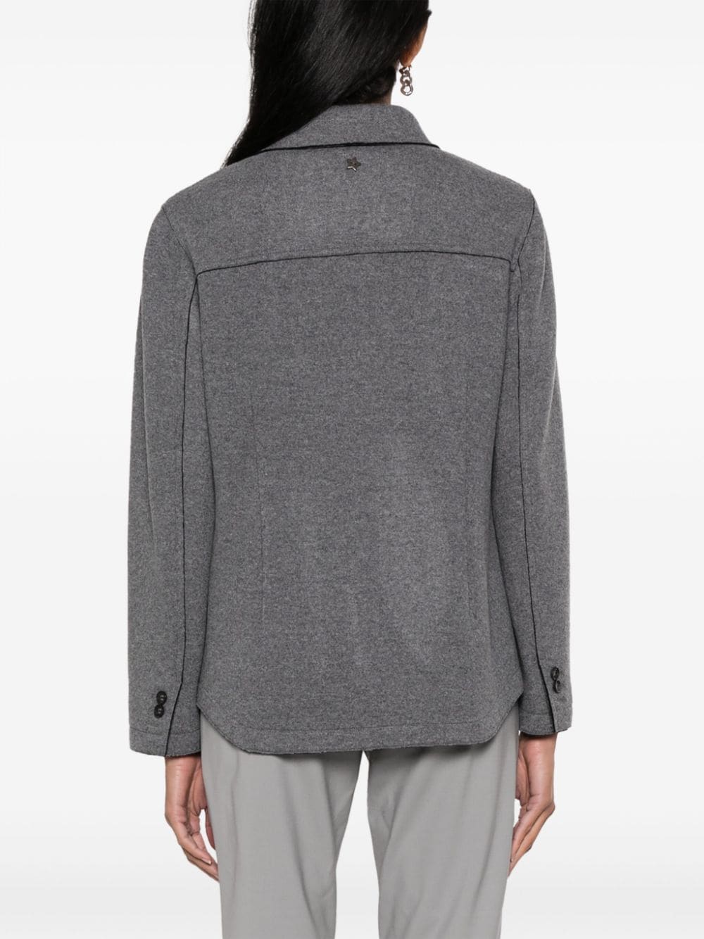 Shop Lorena Antoniazzi Logo-plaque Wool-blend Jacket In Grey