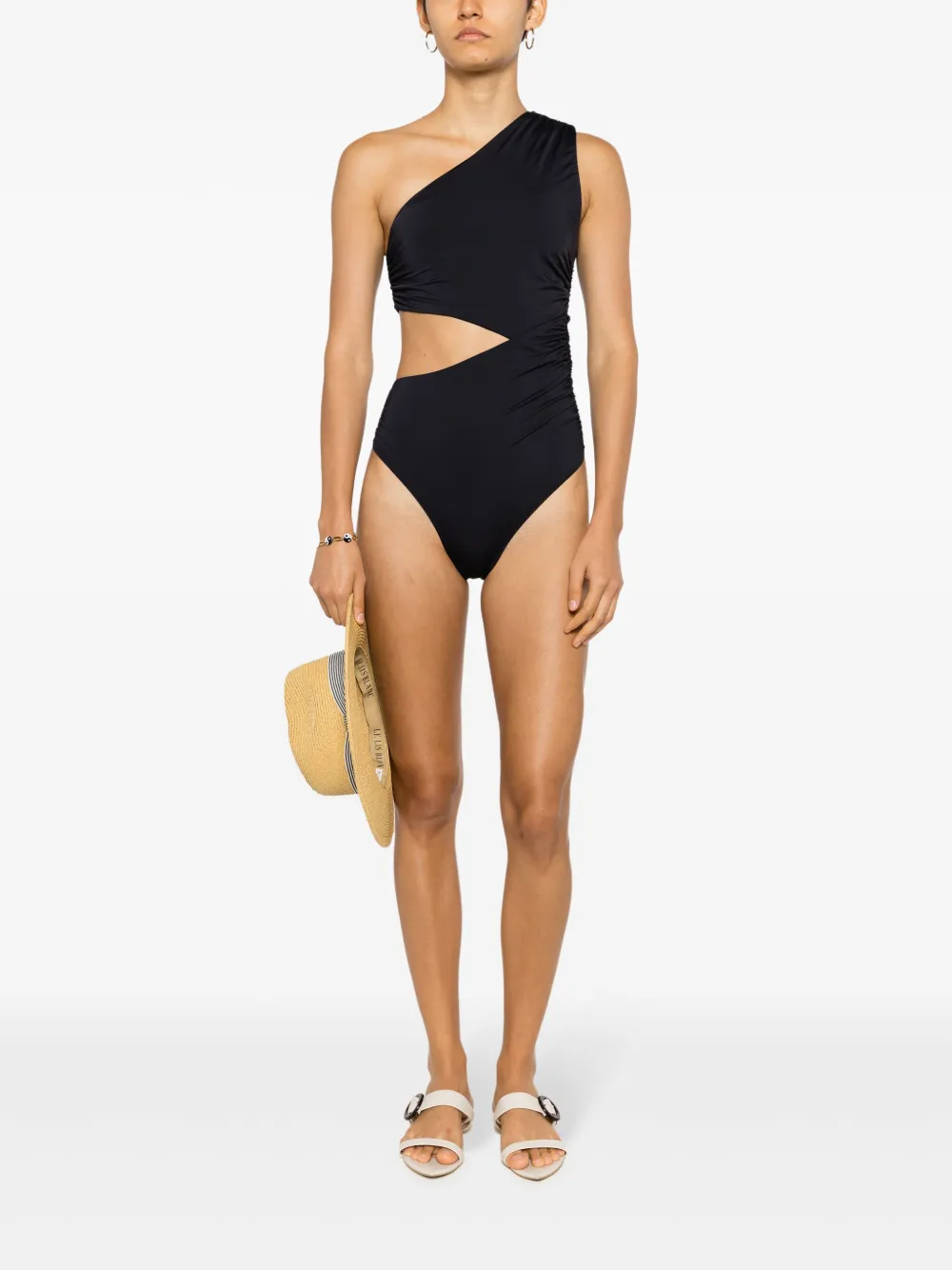 Lenny Niemeyer Cut Out One-shoulder Swimsuit In Animal Print