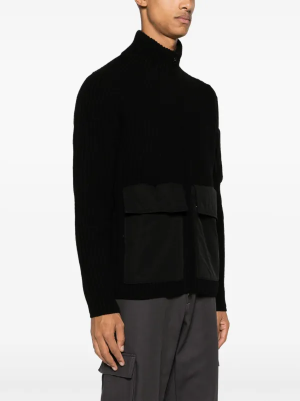 C.P. Company Lens-detail ribbed-knit Cardigan | Black | FARFETCH