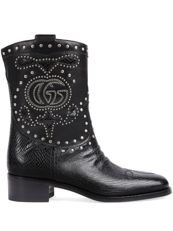 Gucci Double G Leather Boots - Black
