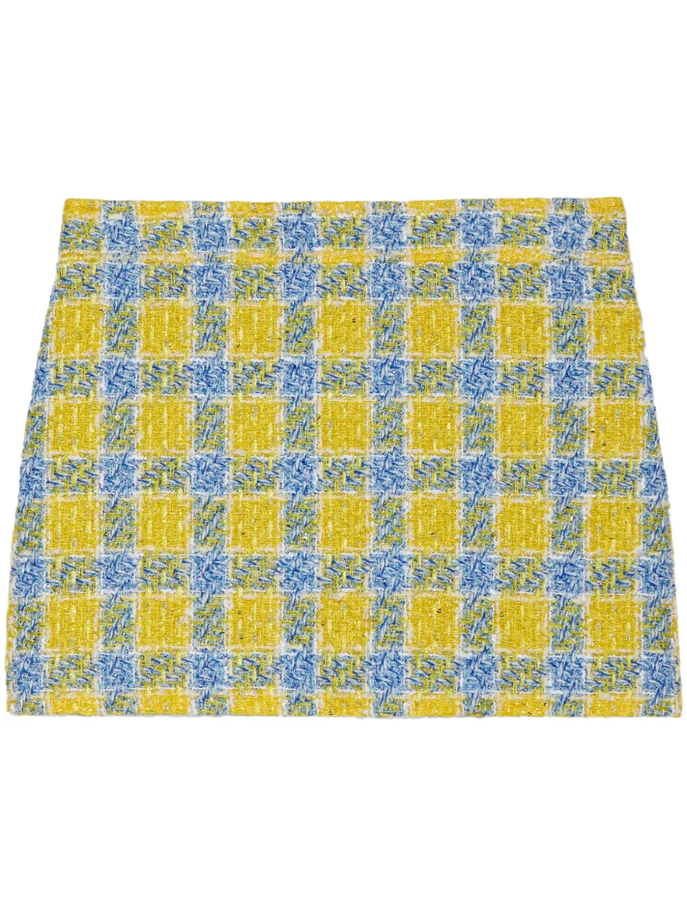 Gucci check-pattern lamé tweed miniskirt Geel
