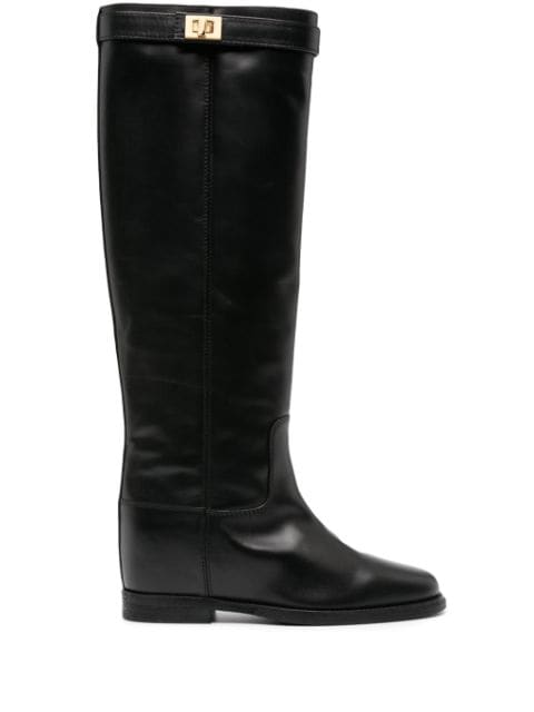 Via Roma 15 lock-detail leather knee-high boots